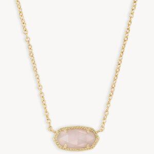 Kendra Scott Elisa Gold Pendant Necklace in Rose Quartz